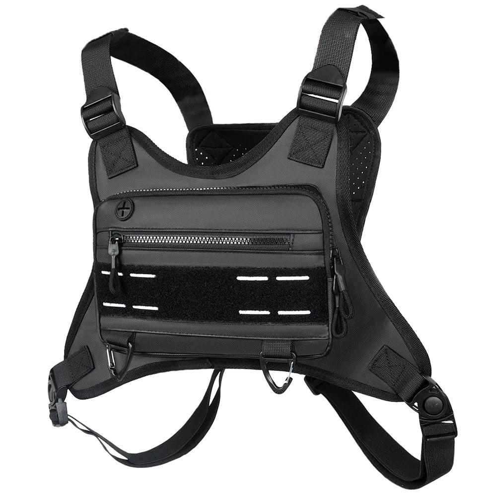 Unisex Tactical Shoulder Backpack with Adjustable Straps Motorcycle Chest Bag Breathable Outdoor Cycling Climbing Bag