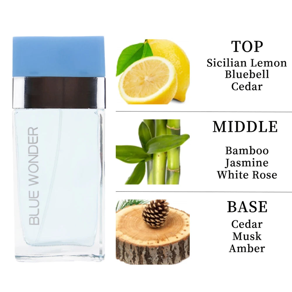 3.4 oz women's eau de toilette spray, long-lasting perfume, apple, Sicilian lemon, cedar, Campanula, very suitable for dating, d