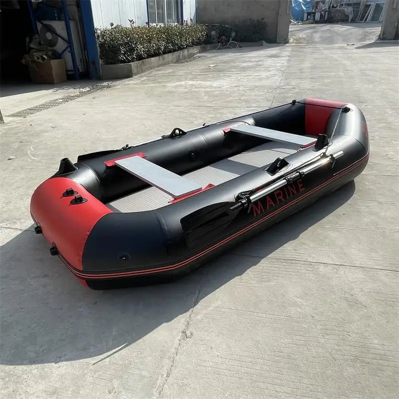 PVC Inflatable Fishing Boat for 4 Person, Rowing Kayak, 2.6m Canoe, Dinghy, Hovercraft, Air Deck Bottom