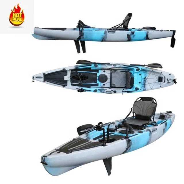 12ft Single Person LLDPE Fishing Kayak Hot Sale Ocean Touring Rowing Boat Vicking Hard Plastic Pedal Kayak 3 Year Warranty
