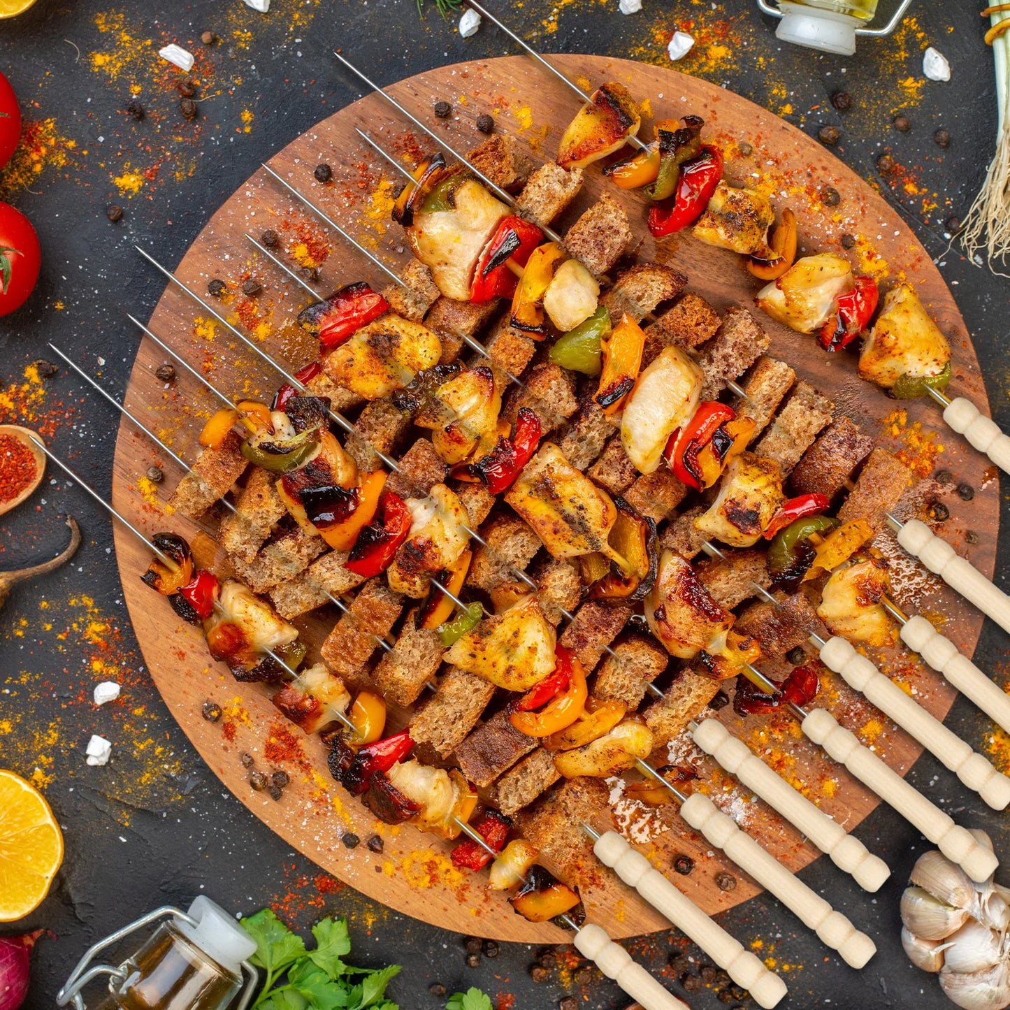 10/12pcs Stainless Steel Barbecue Skewer Reusable BBQ Kebab for Outdoor Camping Picnic Tools Cooking Tools Kitchen Accessories
