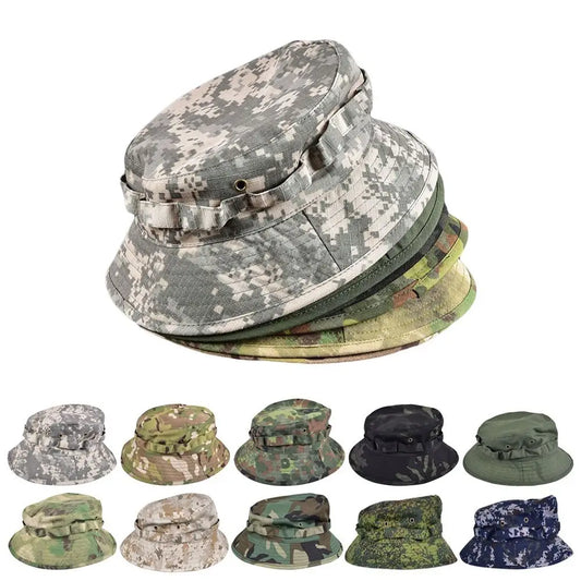 2025 New Style Bucket Hat Boonie Hunting Outdoor Wide Brim Sun Men Cap Tactics Fishing Bucket Hat Cowboy Cap