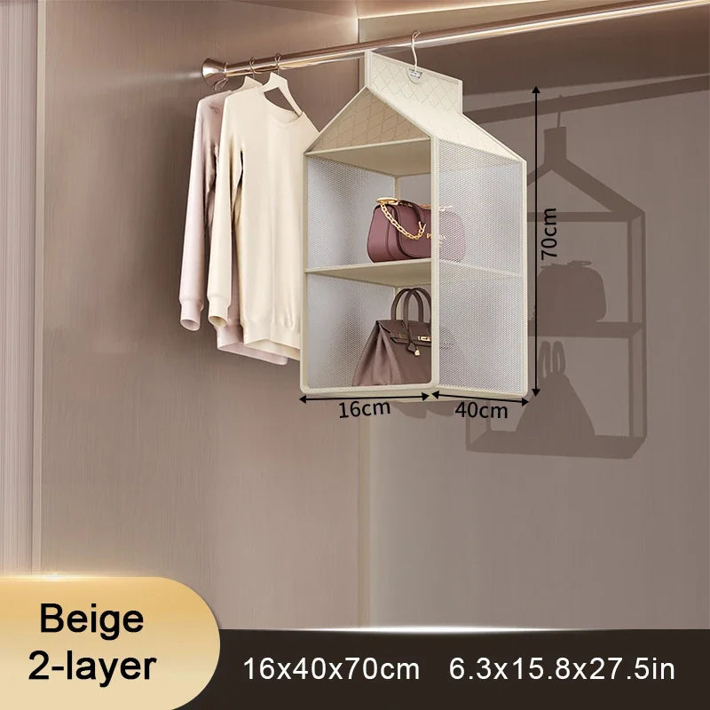 Wardrobe Closet Transparent Storage Bag Hanging Handbag Organizer Underwear Bra Organizer Storage Washable