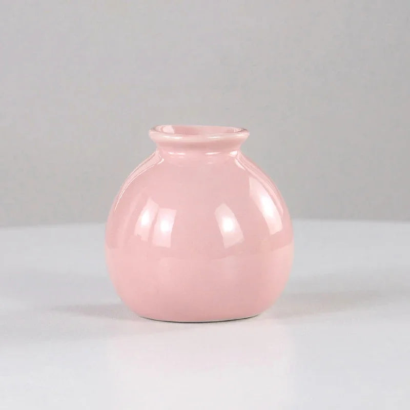 Ceramics Flower Vase Nordic Hydroponics Vases for Home Room Decoration Mini Flower Plant White Bottle Pots Desktop Ornament
