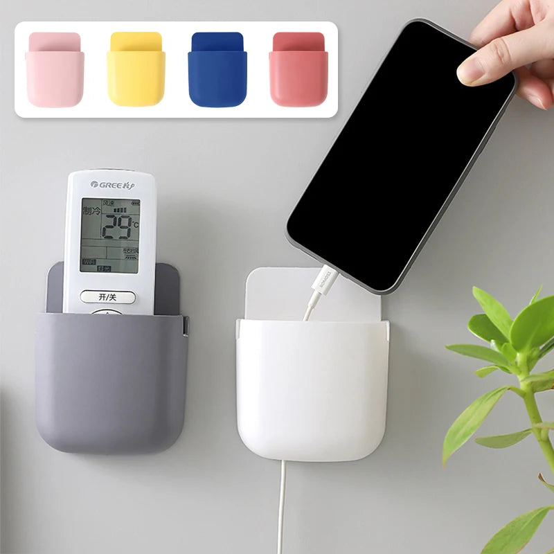 Wall Mounted Storage Box Household Living Room Remote Control Mobile Phone Plug Holder Bedside Storage Holder Organizer