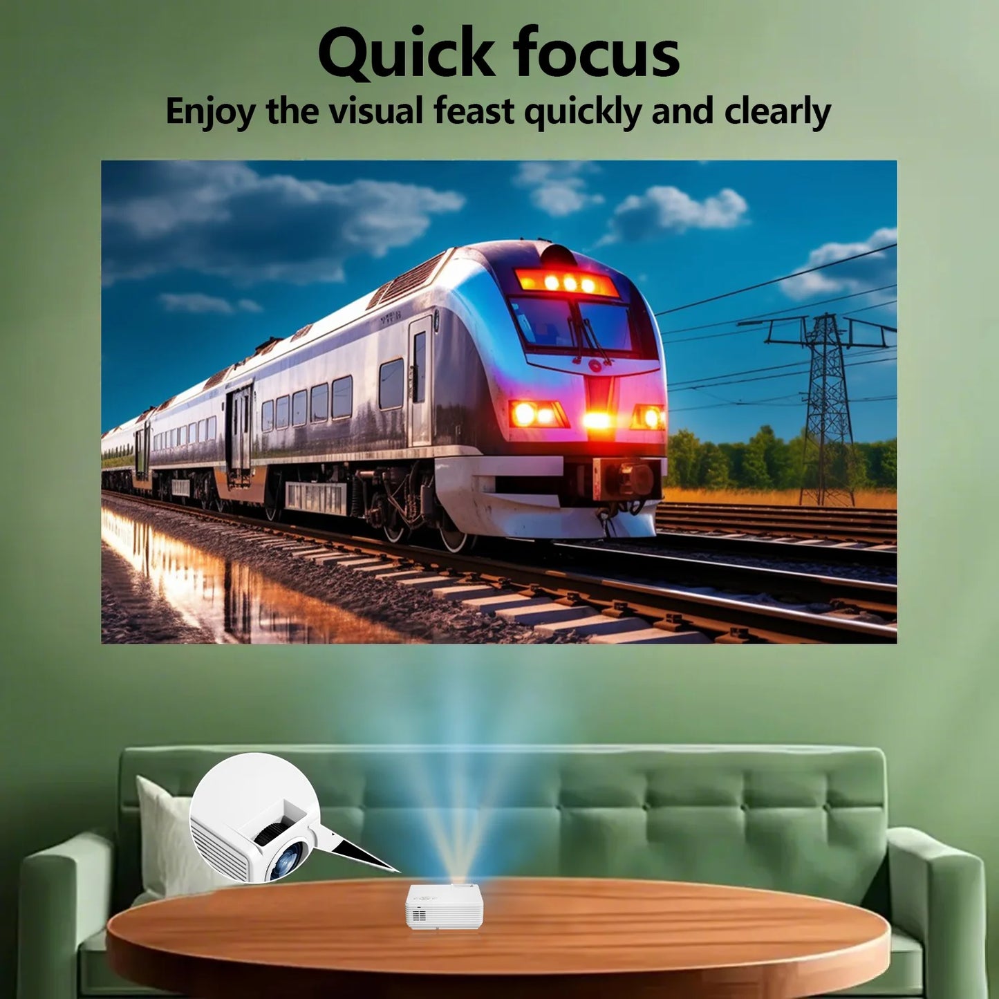 2025 new high-definition projector, 4K projector, built-in speaker, with WIFI, compatible with multiple devices