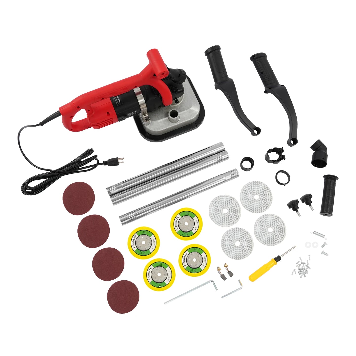 4-Head Concrete Floor Grinder, 3800W Concrete Floor Polisher, Concrete Surface Grinding Machine with Extension Rod 6-Speed