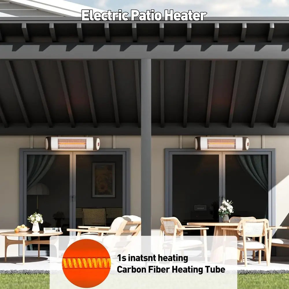 1500W Waterproof Outdoor Patio Heater with 9 Levels, 24H Timer, Wall-Mounted, Ideal for Gazebo and Garage