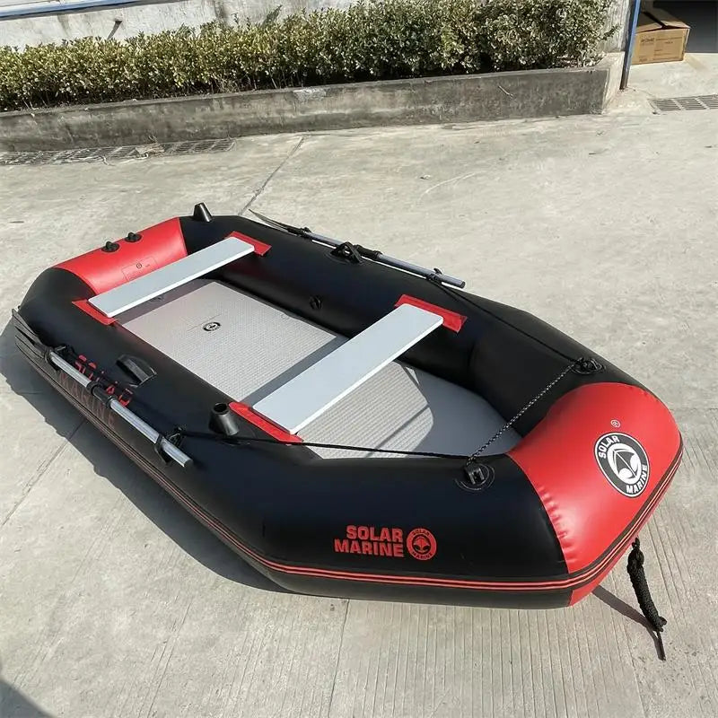 PVC Inflatable Fishing Boat for 4 Person, Rowing Kayak, 2.6m Canoe, Dinghy, Hovercraft, Air Deck Bottom