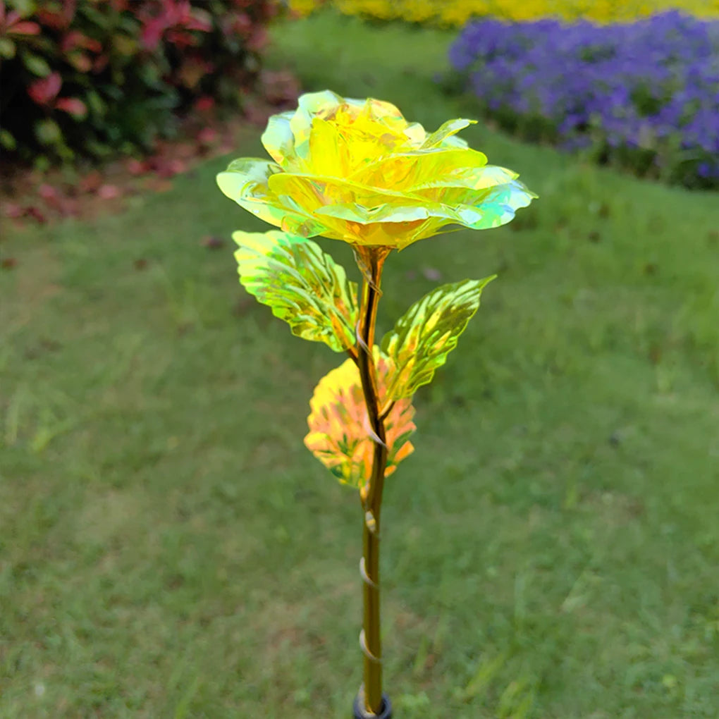 Solar Powered Flower Lights Outdoor Lawn Decorative Lights Solar Rose Grass Light Courtyard Garden 1 drag 5 lights