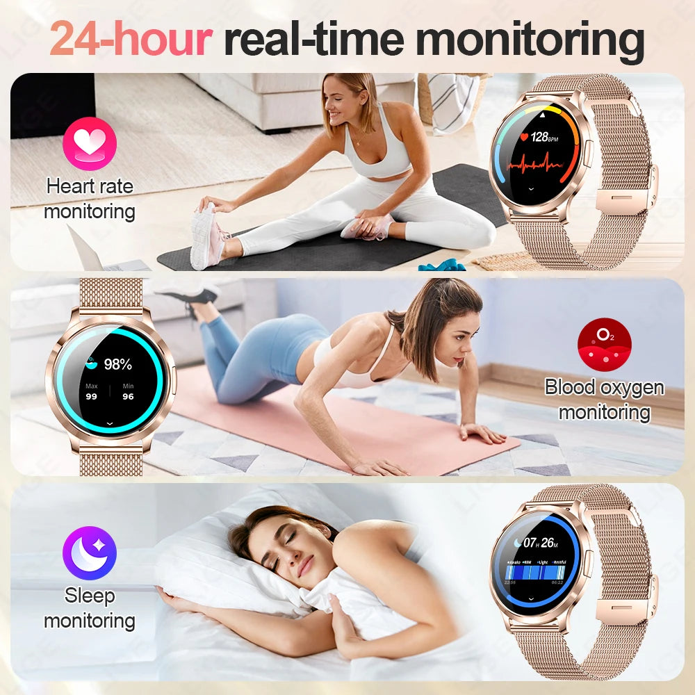 LIGE New Smart Watch Women Ultra-thin AMOLED HD Screen Sport Fitness Bracelet Custom Watch Face Bluetooth Call Luxury Smartwatch
