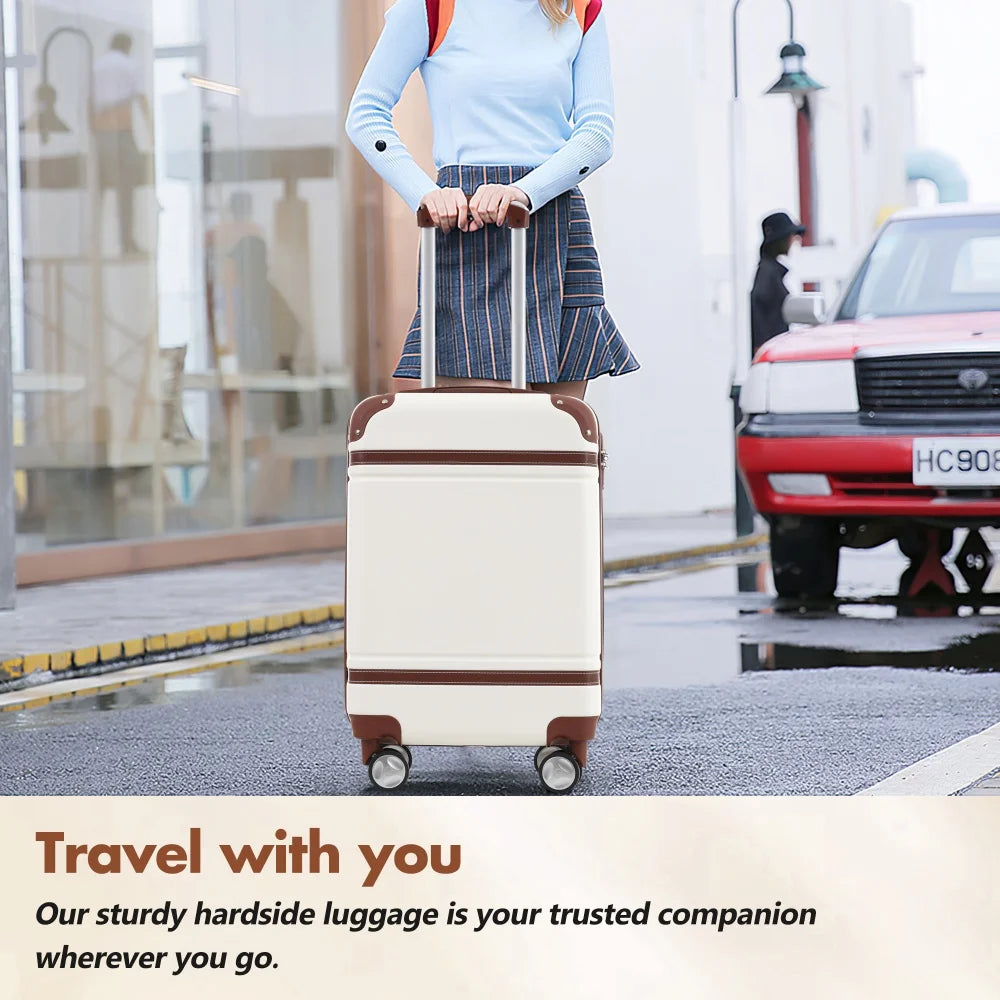 Hardshell Luggage Set with Bags 20 Inch Carry-On Suitcase Double Spinner Wheels TSA Lock Durable Travel Suitcase Rolling Luggage