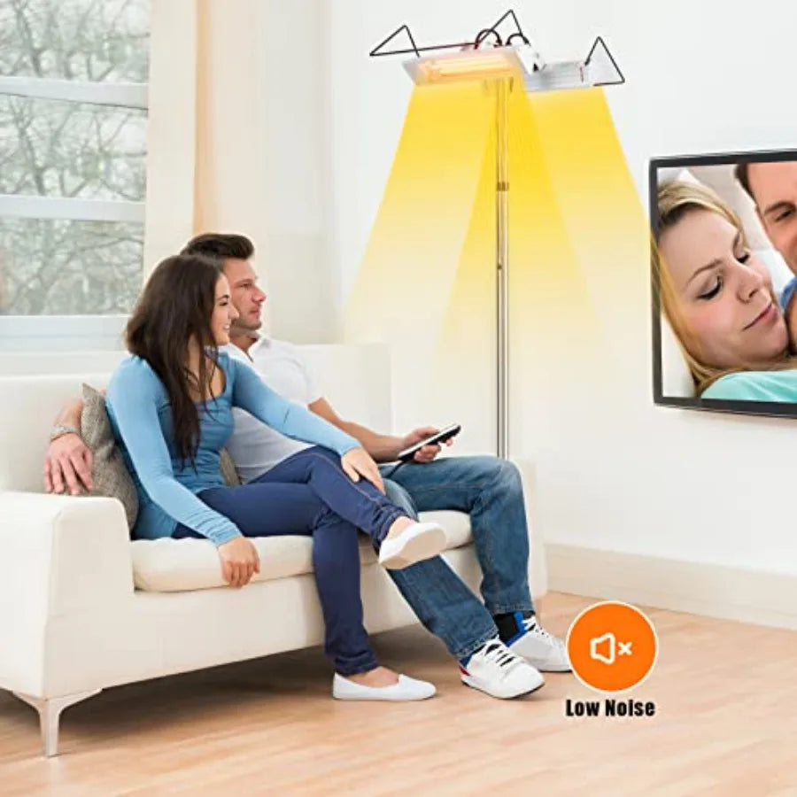 Patio Freestanding Double-Sided Infrared Heater with 2 Heat Settings Overheat Protection Pull Chain Switch Control Aluminum Ele