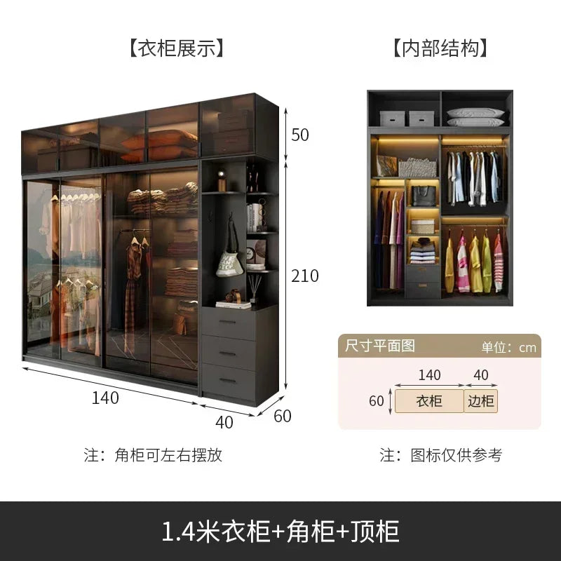 Mirror Cabinets Wardrobe Storage Cupboard Display Desk Clothes Closet Filing Shelves Simple Makeup Cube Ropero Salon Furniture