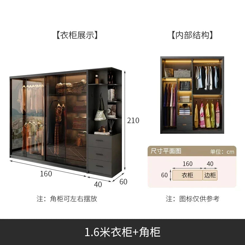 Mirror Cabinets Wardrobe Storage Cupboard Display Desk Clothes Closet Filing Shelves Simple Makeup Cube Ropero Salon Furniture