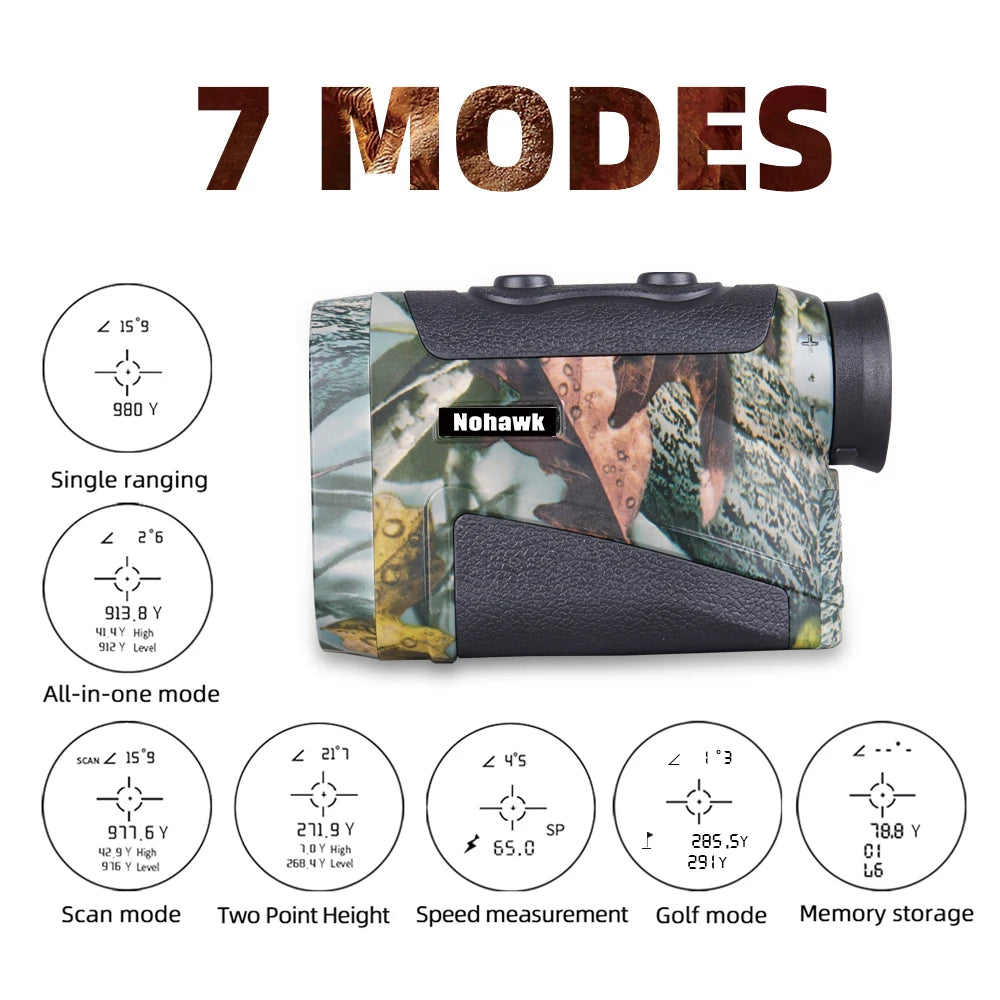 Nohawk HD-2200M Hunting Laser Rangefinder Multifunctional Telescope Range Finder 8X 2200Yards  for Hunting Shooting Golf Camping