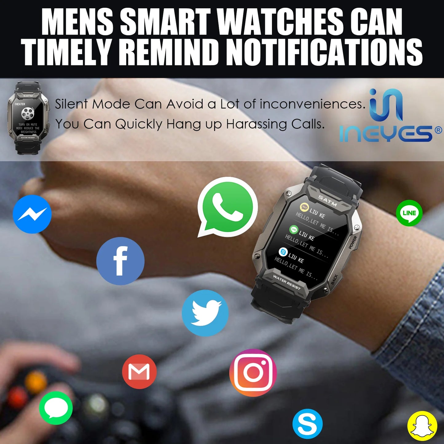 LaNikar New Smart Watch for Men 5ATM Waterproof Fitness Sports Watch Activity Tracker with Pedometer Compatible with Android iOS