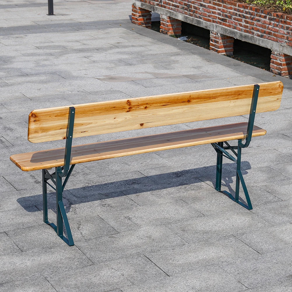 Voltsify 2 Pcs Contemporary Folding Wooden Garden Bench Outdoors