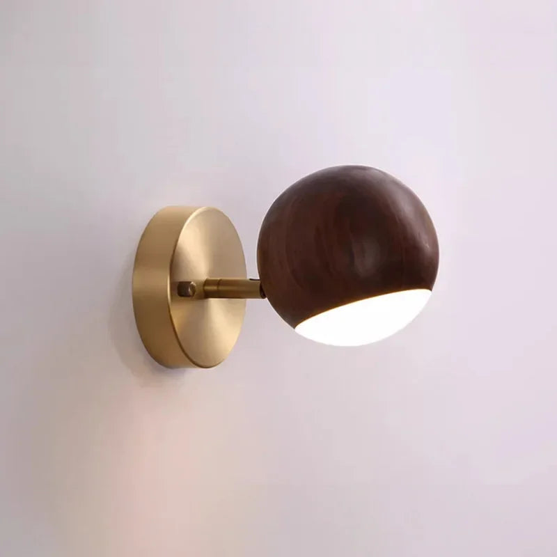 Nordic Wall Lamp Bedroom Lamp Simple Modern Living Room Background Wall Light Luxury Corridor, Aisle, Walnut Wood Bedside Lamp