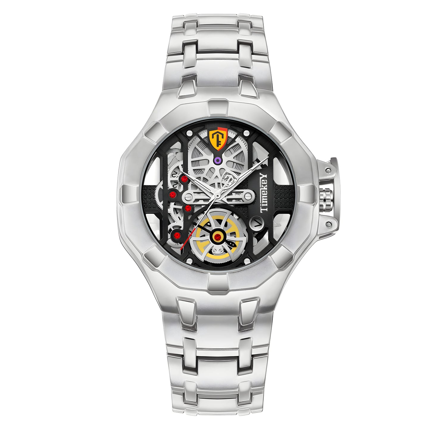 1pc skeleton design quartz men's watch with inner wheel design, technology, Christmas gift, New Year's gift。 watches for men