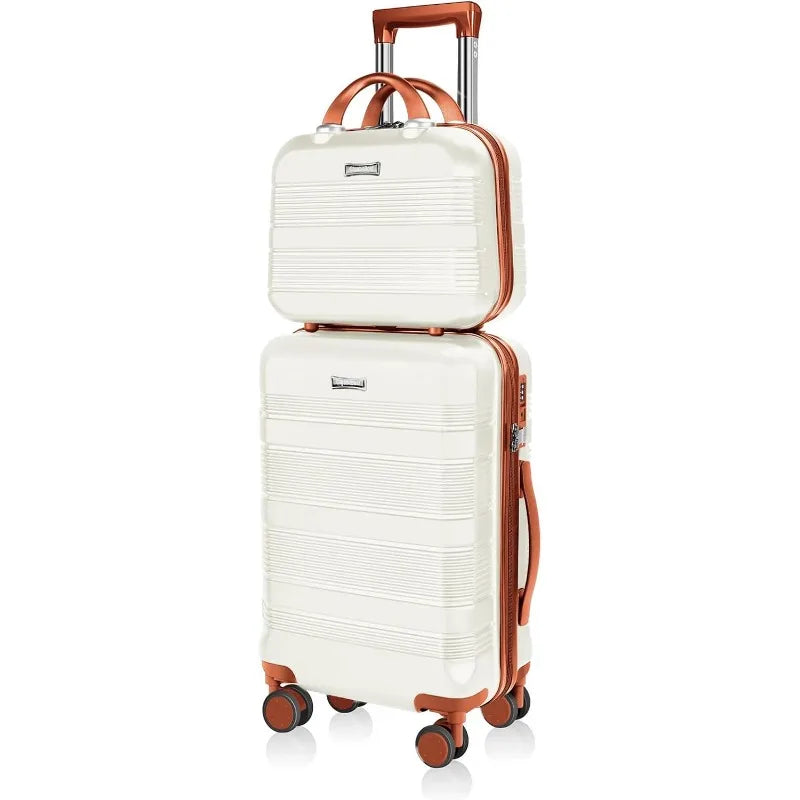 Carry On Luggage 22x14x9 Airline Approved, Hard Case Luggage Sets 2 Piece, PC+ABS Small Luggage Suitcase with TSA Lock & Spinner