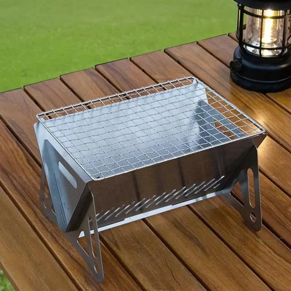 Multifunction Bbq Charcoal BBQ Grill Folding Furnace Barbecue Stainless Steel Kitchen Utensils Mesh Wood Stove Outdoor Bar Home