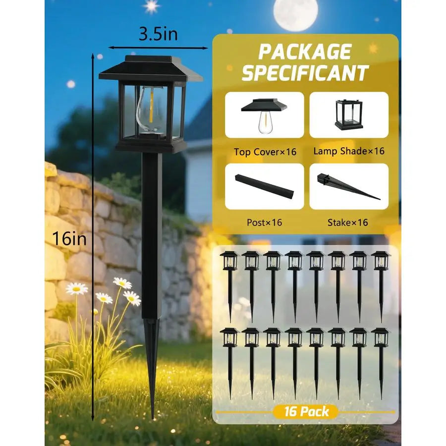 Solar Lights Outdoor ExtraBright amp Smart Auto On Off, Solar Powered Garden Lights, Waterproof Solar Pathway Lights for Landsca