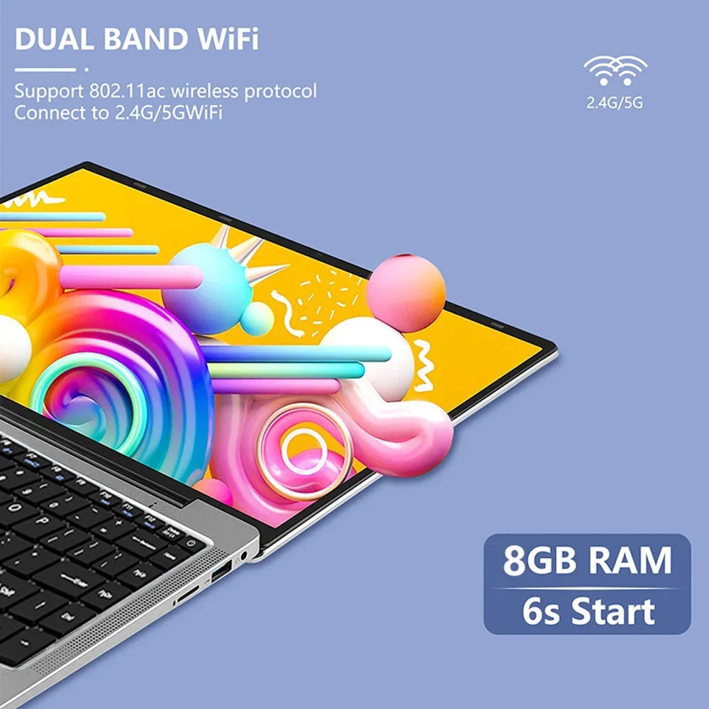 14 Inch Celeron N4000 Windows 11 Pro commercial office work Laptop - 8G RAM MAX 1TB SSD - 2.4G & 5.0G WiFi, Bluetooth