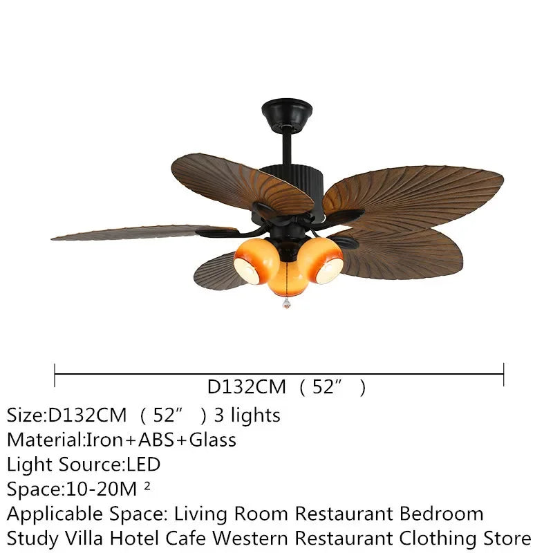 American Retro celiing Fan Light European Mid-Century Luxury chandelier  Living Room Restaurant Bedroom Villa Cafe Remote Fan