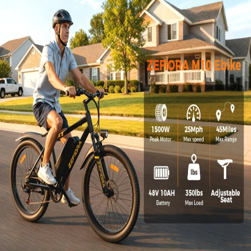 Zefiora M10 26 29er Mountain Bikes,48v Aluminum Alloy 1000w Motor Ebike, Adjustable Brake Seat,for Cycling Electric Bicycle