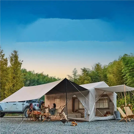 10-12 People Inflatable Tent for Camping 129 sqft Large Inflatable Tent, Easy Setup Glamping Tent with stove jack ,4 Season Tent