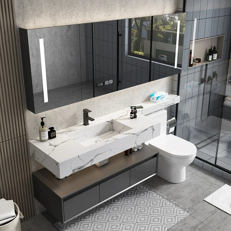 Bathroom Kit With Mirrors Cabinet Storage Closed Toilet Narrow Locker Furniture Luxury Wall Pharmacy Mdf Column Corner Sinks Pvc