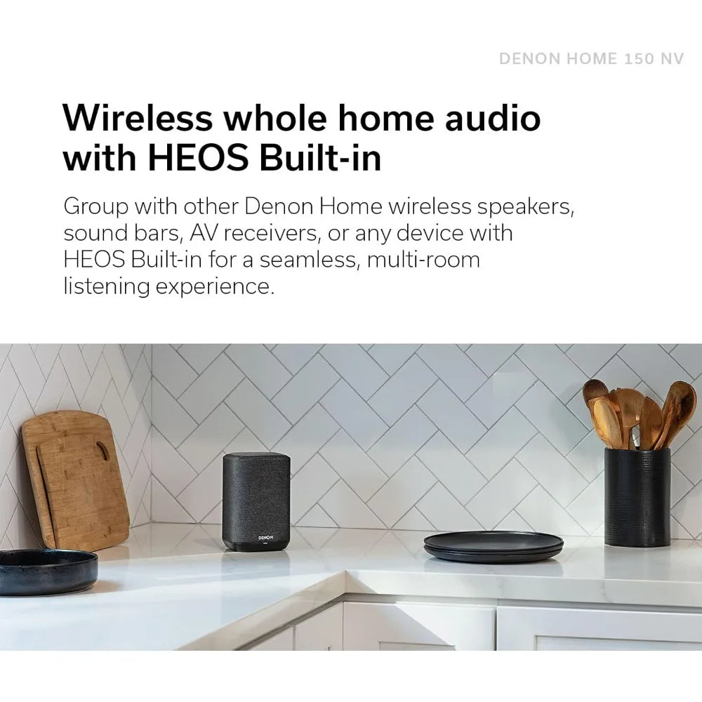 Home 150 NV Wireless Speaker (Black), 1" Tweeter, 3.5" Woofer, Home Speaker with HEOS Built-in, AirPlay 2, and Bluetooth