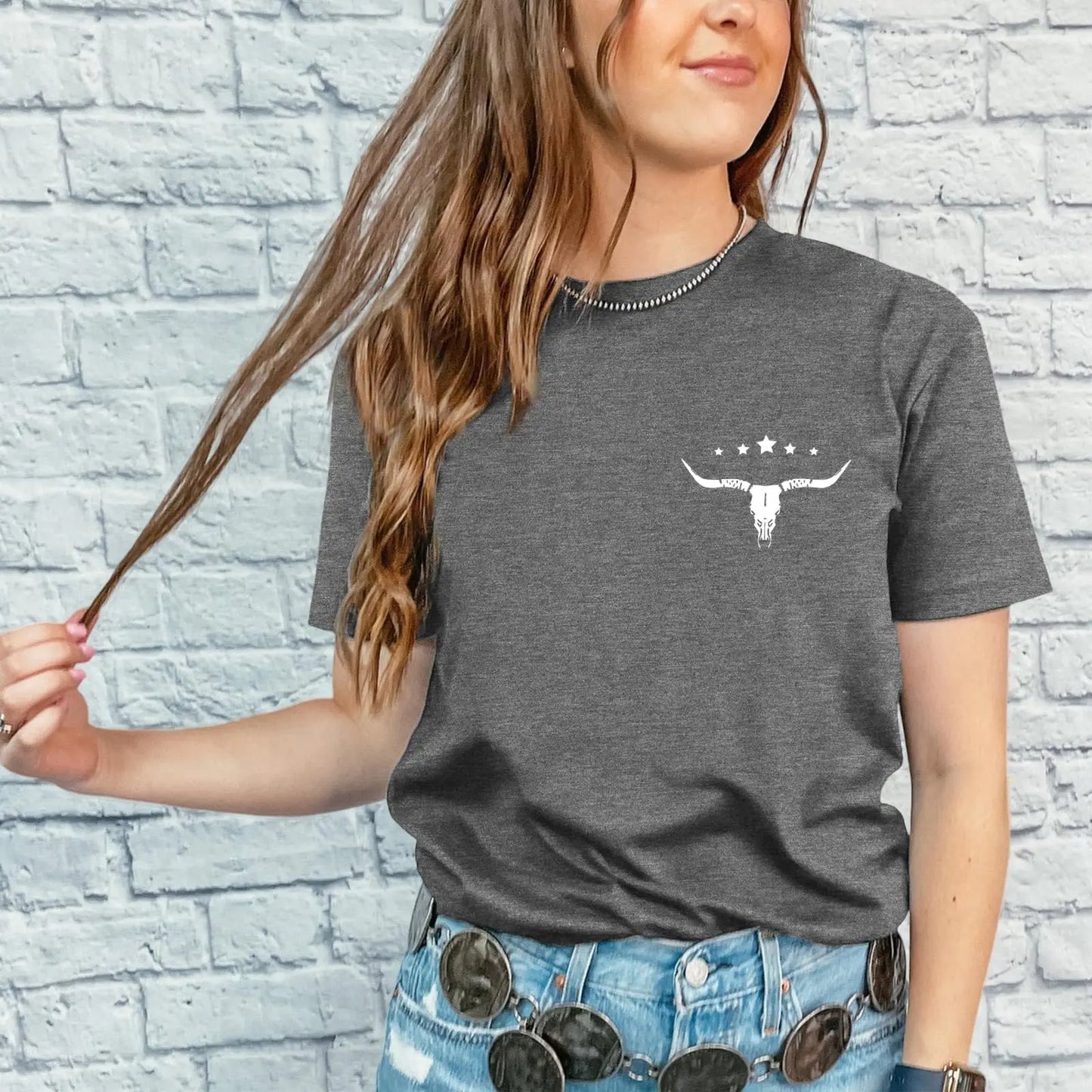 Womens Western Graphic Cowgirls Shirt Rodeo Print Tops Short Sleeve Cowboy Tops