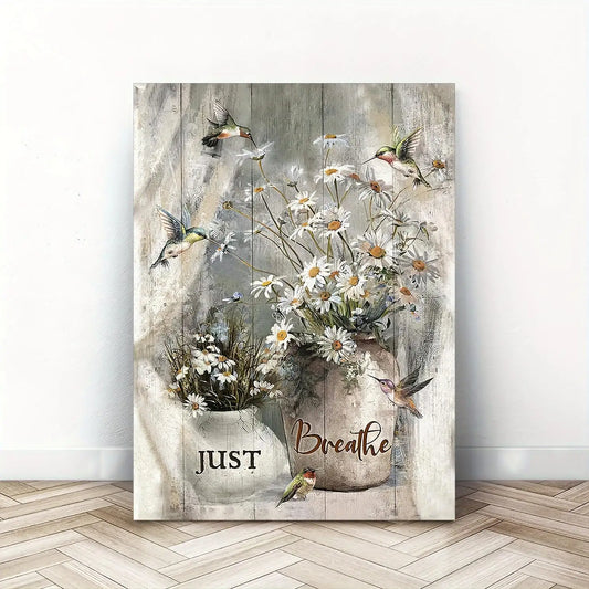 Vintage Bee Canvas Painting What a Beautiful World Inspirational Quotes for Wall Decor Rustic Farmhouse Prints Bee Flowers