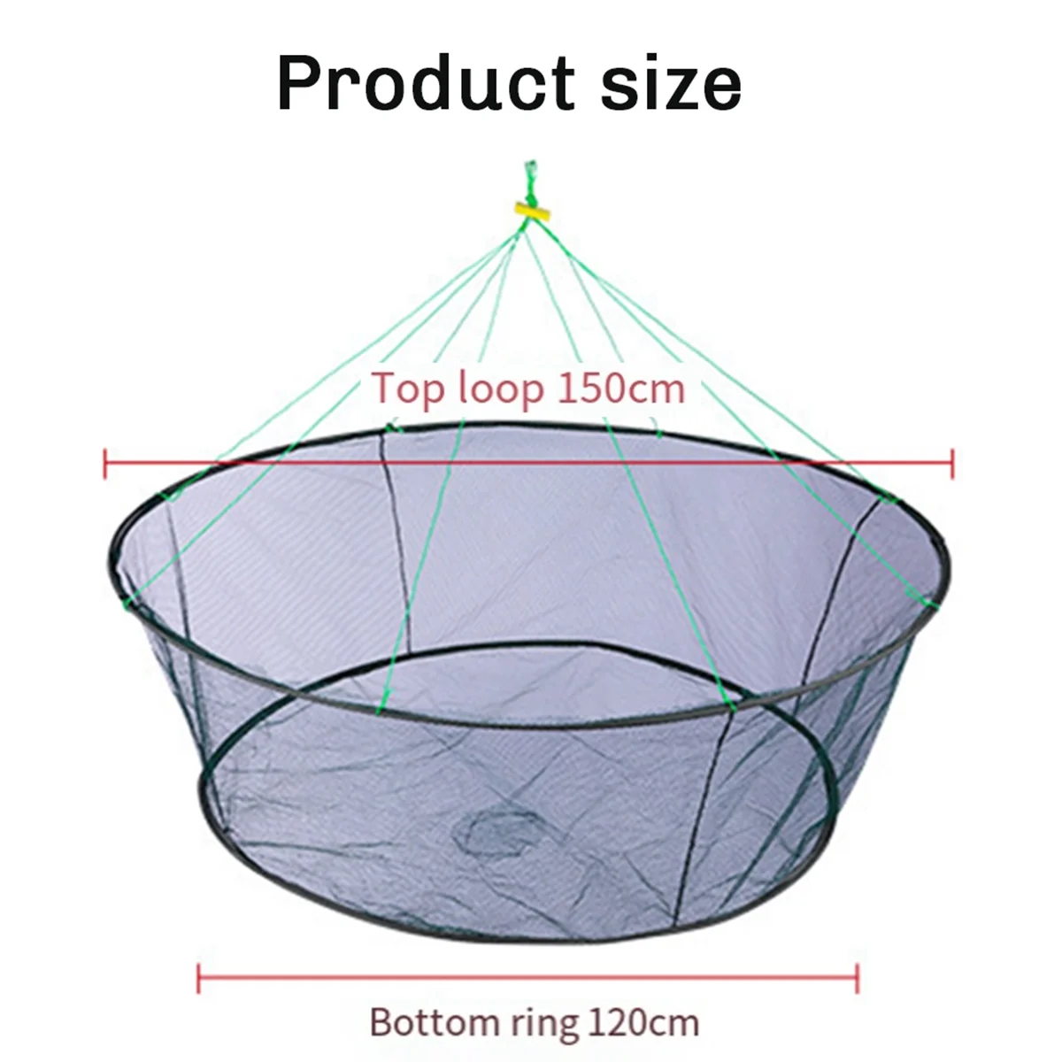 Foldable Drop Net Fishing Landing Nets Crayfish Shrimp Catcher Prawn Bait Crab Shrimp Pier Harbour Pond Mesh 150cm