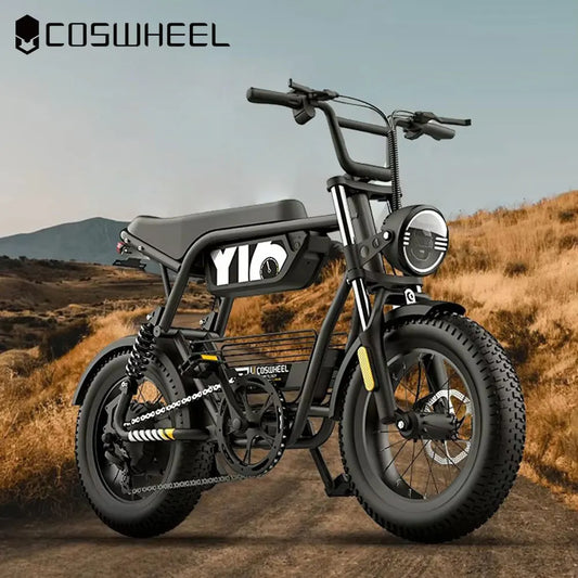COSWHEEL Electric Bike Y16 1000W Moped Style Ebike 48V 15Ah Max Range 52 Miles Commuting Electric Motorcycle Mountain E-Bike