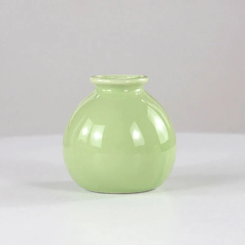 Ceramics Flower Vase Nordic Hydroponics Vases for Home Room Decoration Mini Flower Plant White Bottle Pots Desktop Ornament