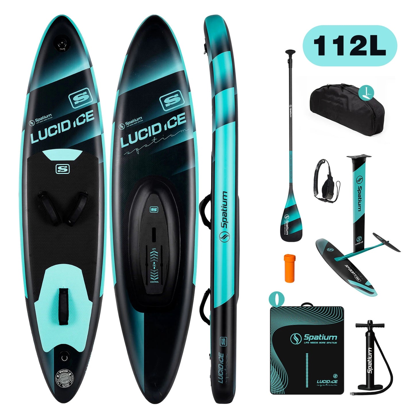 Spatium Inflatable Downwind Board SUP Unpowered Versatile Paddle Board for 112L/124L/135L/150L Hydrofoil with Foil SP1310/SP1060