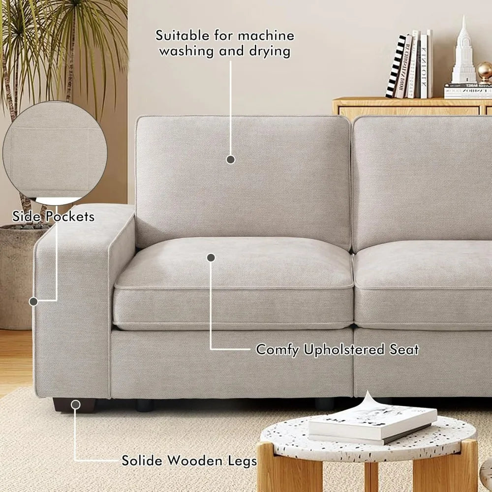 73" Modular Sofa Couch with Seat Storage, Modern 2-Seater Chenille Fabric Loveseat Sofa for Living Room, Office, Apartment with