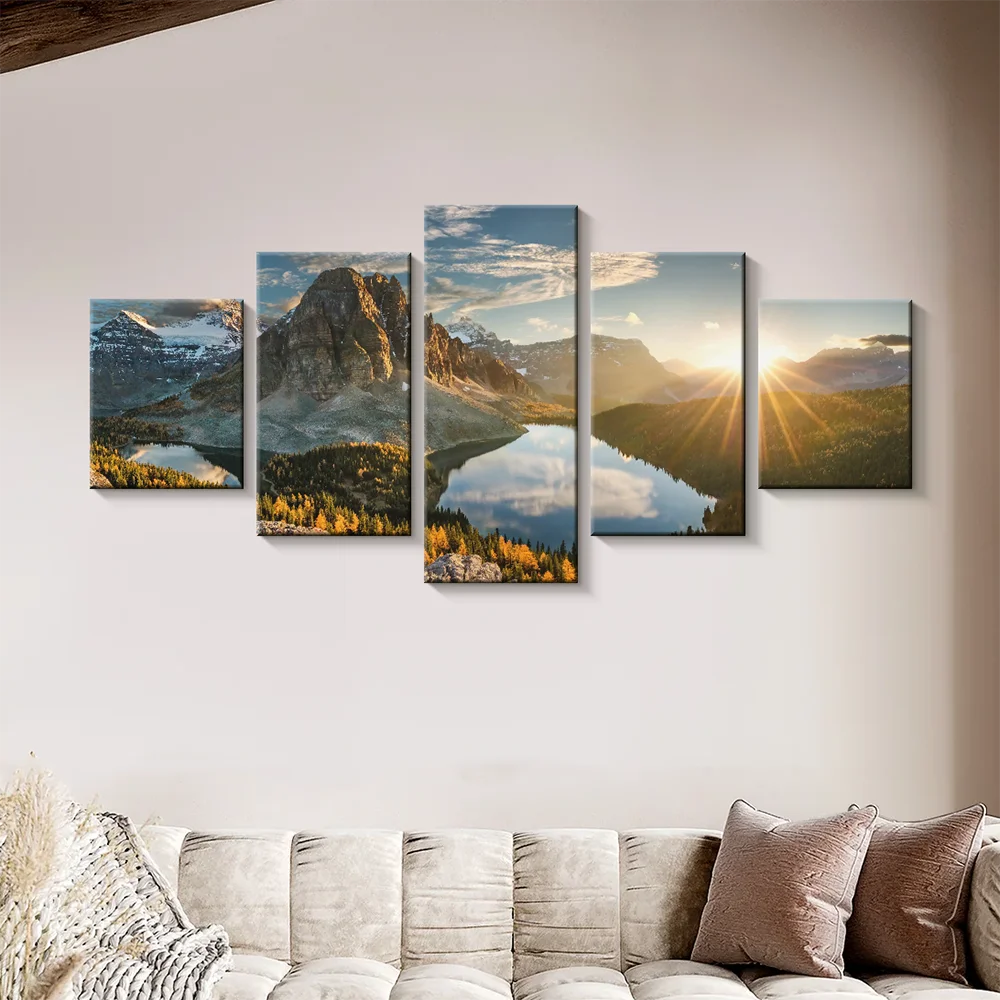5pcs Landscape Canvas Painting Modern Wall Art Printed Picture Home Decor Mountain Sunset Wall Art for Living Room Decor Unframe