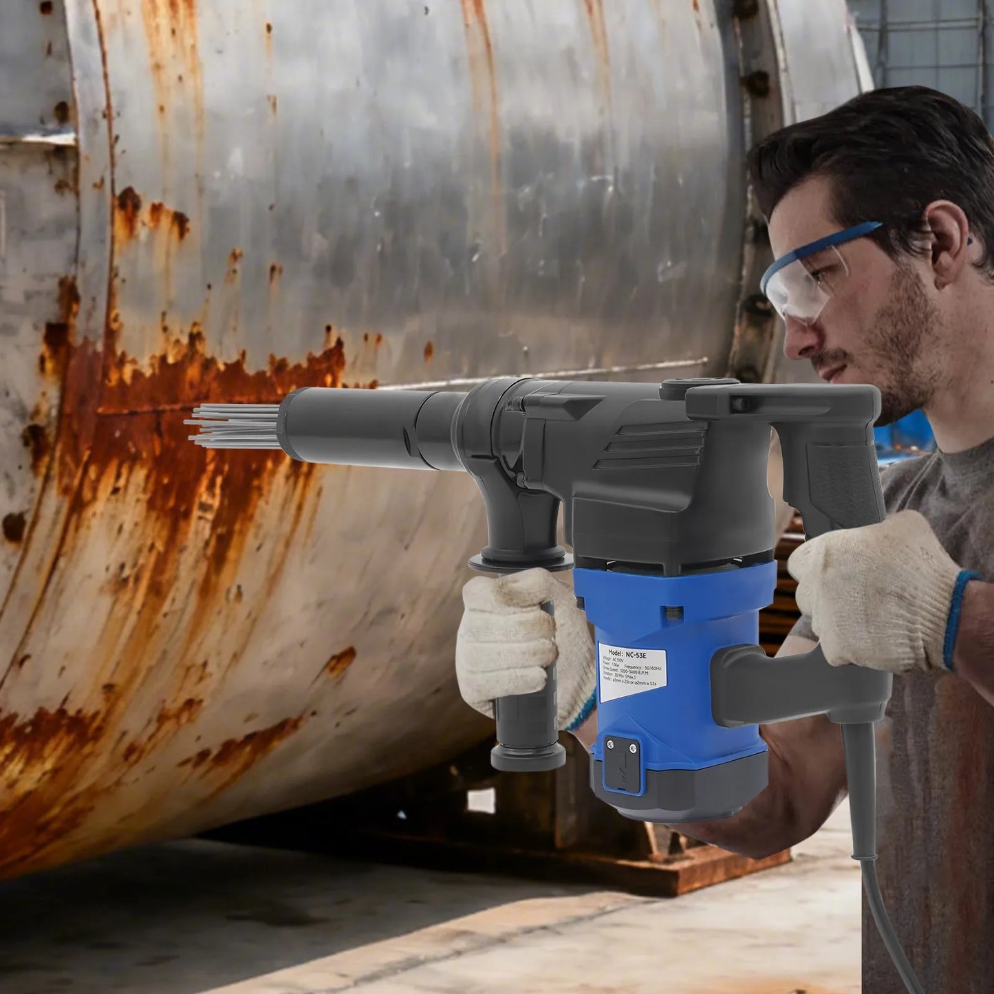 Rust Removal Tool, 110V Industrial Grade Electric Needle Scaler, 1100W Pistol Grip Needle Scaler Powerful Rust Clearing