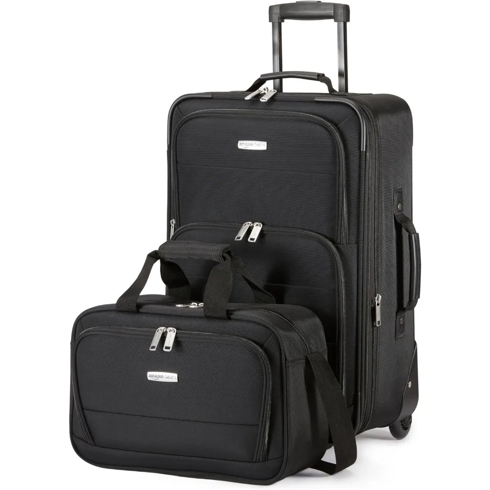 Luggage Sets, One 23-Inch Carry On Softside Suitcase and One 15-Inch Tote Bag, Suitcase With Wheels, Expandable Extra Space