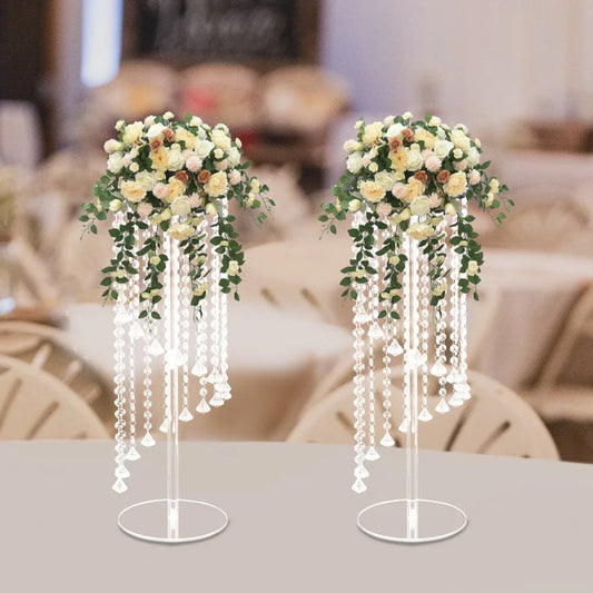 Wedding Centerpieces Clear Flower Vase 2 Pcs Crystal Flower Stand Acrylic Vase Elegant Wedding Decoration Centerpiece Stand