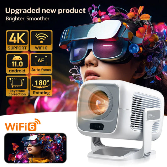 Smart Projector 1080P HD Brighter Native Support 4K WIFI6 BT5.4 Android 11.0 Projector Auto-focus Auto-keystone Home Projector