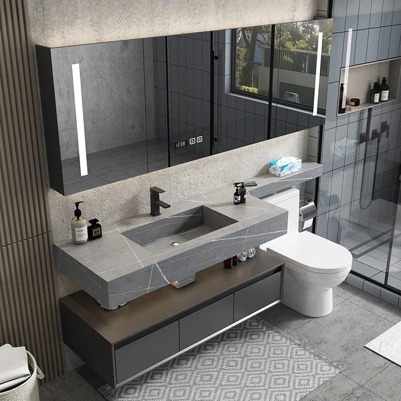Bathroom Kit With Mirrors Cabinet Storage Closed Toilet Narrow Locker Furniture Luxury Wall Pharmacy Mdf Column Corner Sinks Pvc