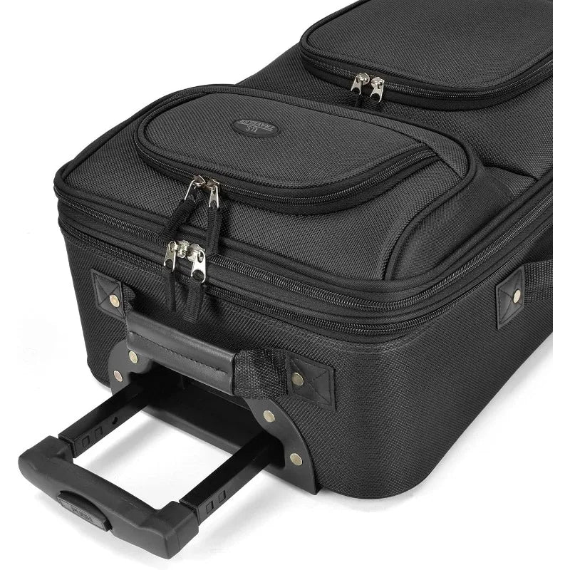 Carry-on Luggage Lightweight Softside Suitcase, Black, Set