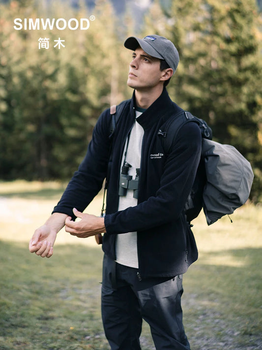SIMWOOD 2025 Spring New Regular Fit 300gsm Polar Fleece Jackets Men 300gsm Antistatic Fabric Coats