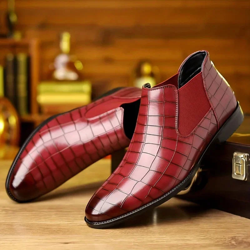 Men's Chelsea Boots Luxury Pointed-toe Ankle Boots Men Trendy High Quality Leather Shoes Business Dress Boots Big Size Men Shoes