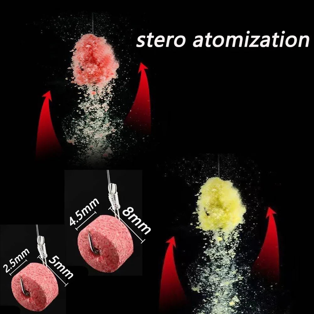 5 Bags Fishing Feed Attractant Hollow Granular Lure Nutrition Food Fishy Flavor Scent Pesca Carp Atomization Bite Hook Soft Bait